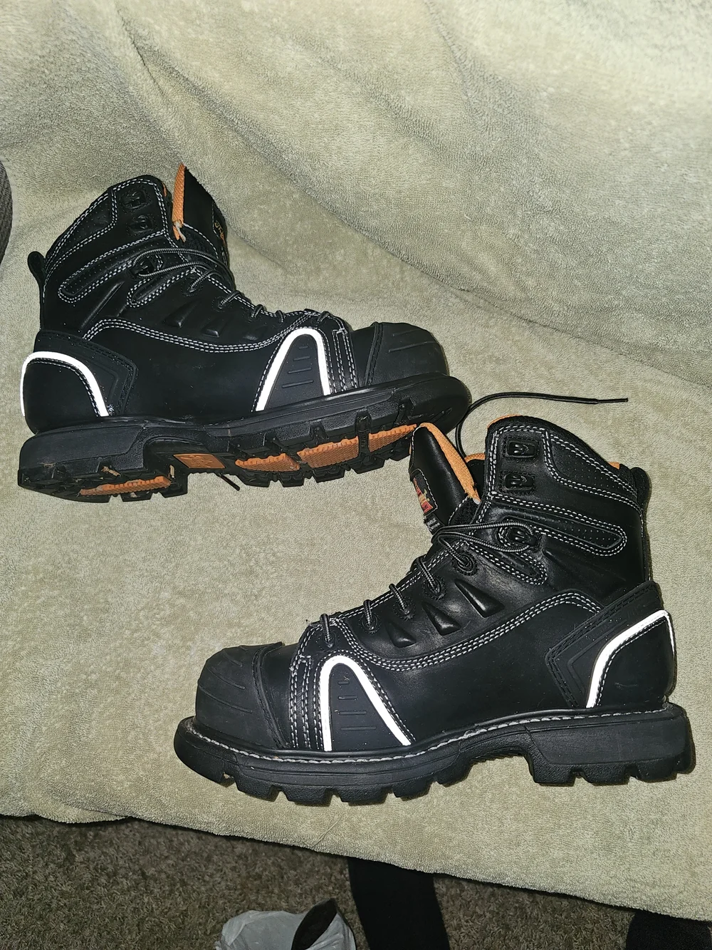 Throggood Black and Orange Safety Work Boots for Men